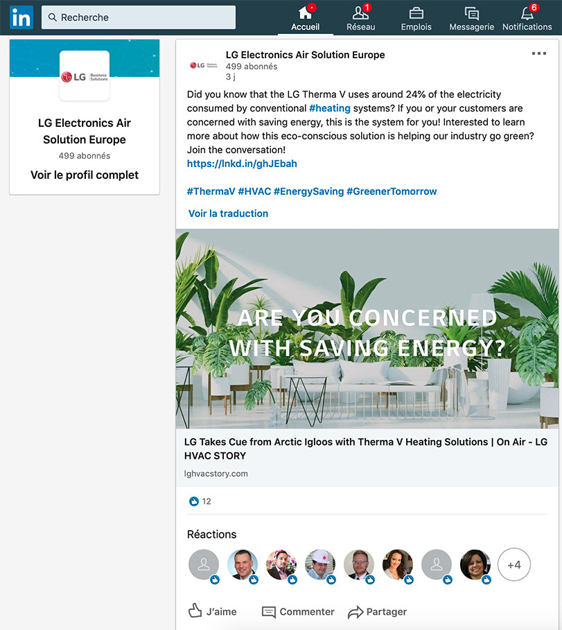 Exemple de la campagne linkedin